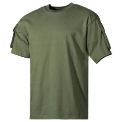 MFH US Short Sleeved T-Shirt With Sleeve Pockets OD Green