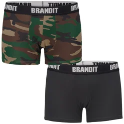 Brandit Boxer Shorts Logo 2 Pack Woodland / Black