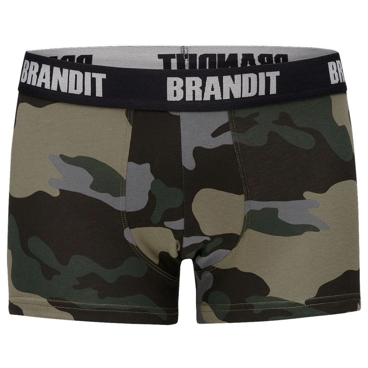Brandit Boxer Shorts Logo 2 Pack Woodland / Dark Camo - Image 3