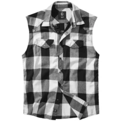 Brandit Checkshirt Sleeveless White / Black