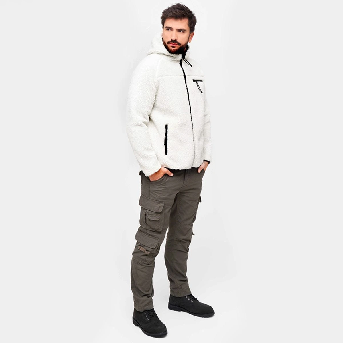 Brandit Teddyfleece Worker Jacket White - Image 3