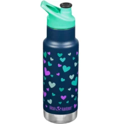 Klean Kanteen Kid Kanteen 355ml Classic Insulated Bottle Sport Cap Navy Hearts