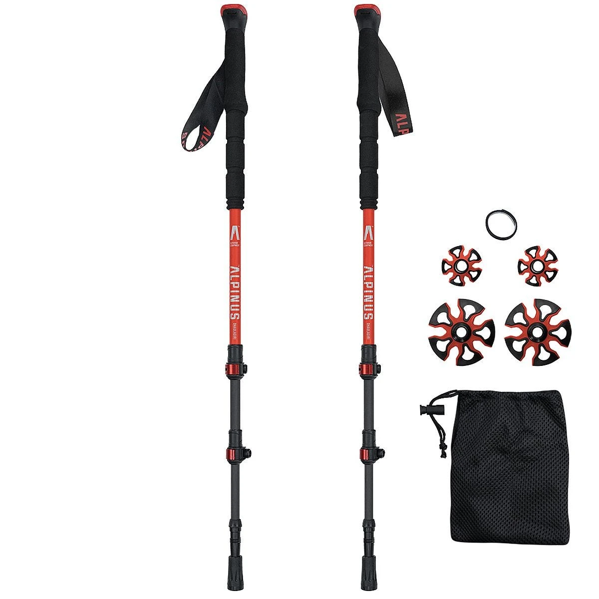 Alpinus Pro Trekking Poles Dhaulagiri Red - Image 2