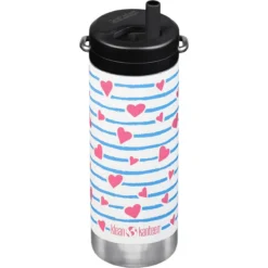 Klean Kanteen TKWide 355ml Insulated Bottle Twist Cap W/Straw Heart Stripe