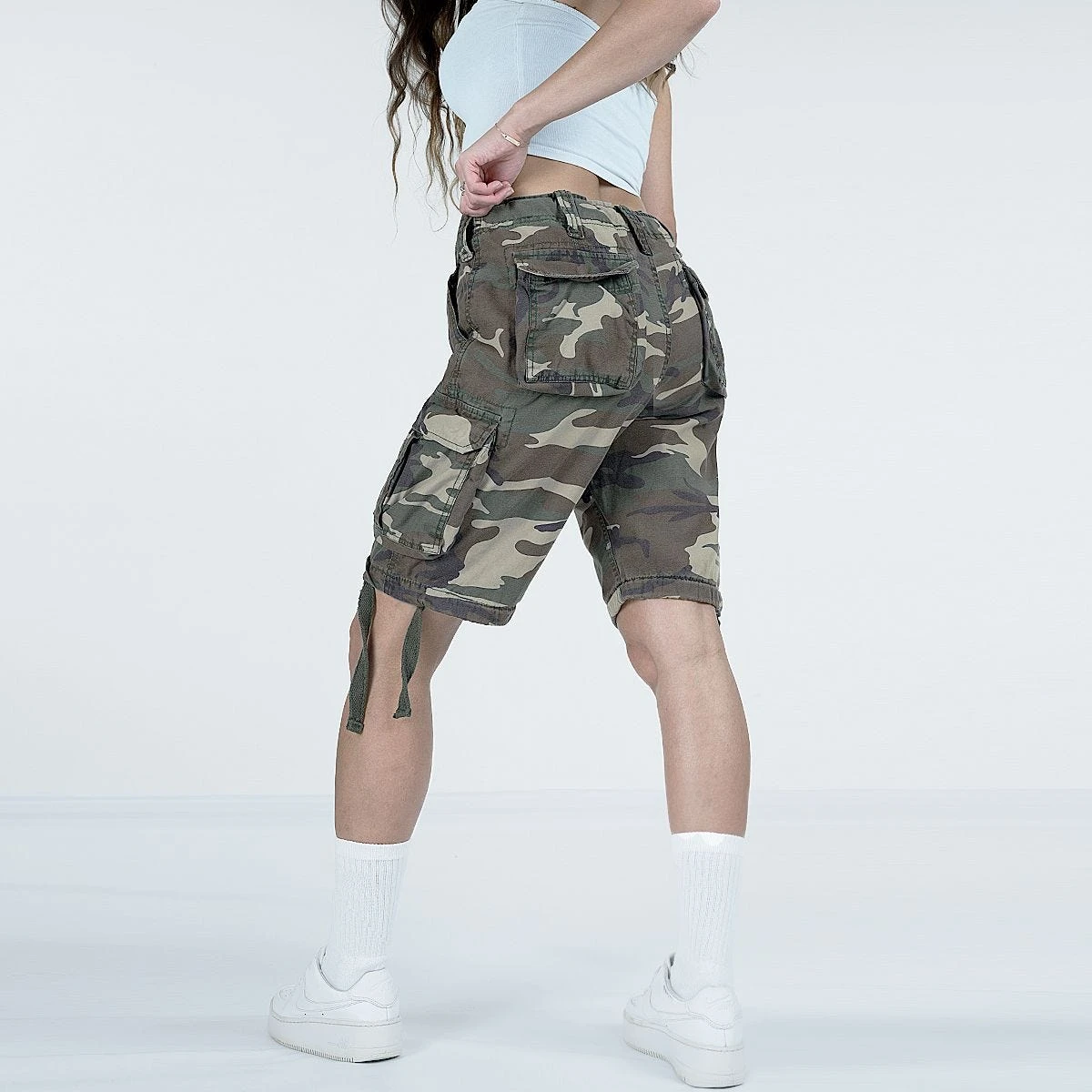 Surplus Ladies Airborne Vintage Shorts Washed Woodland - Image 4