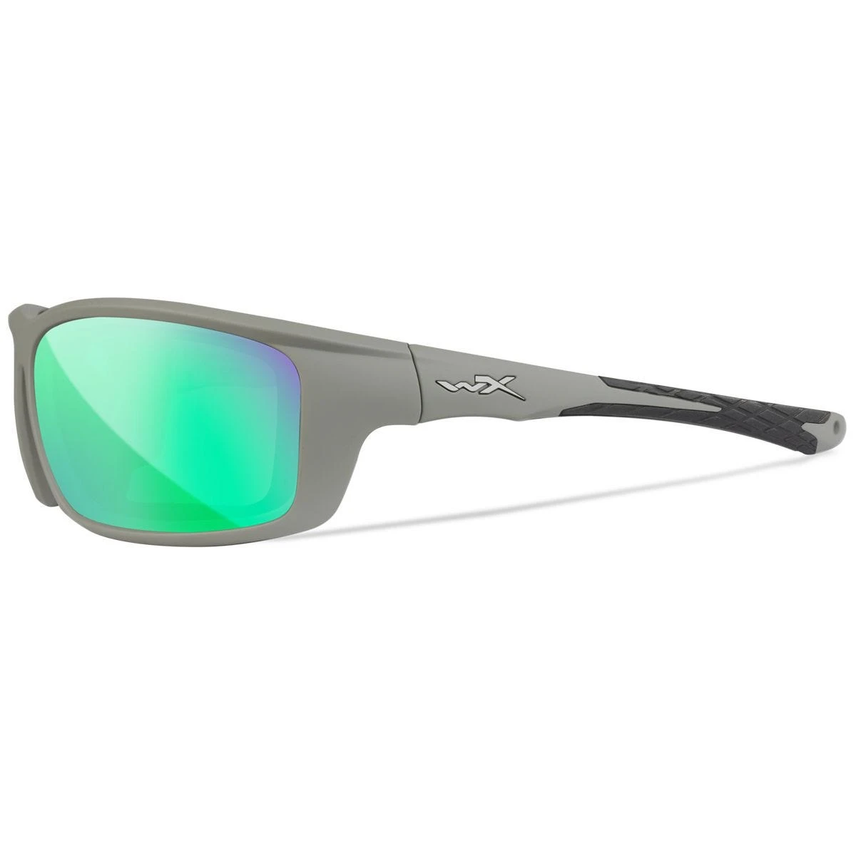 Wiley X WX Grid Glasses - Captivate Polarized Green Mirror Lenses / Matte Cool Grey Frame - Image 3