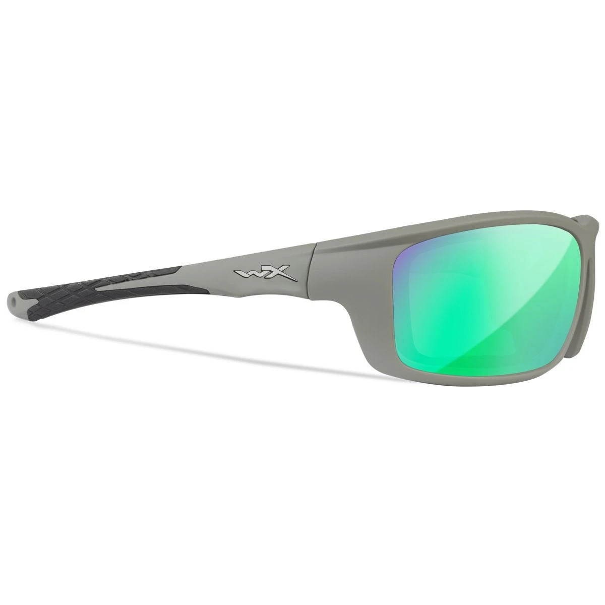 Wiley X WX Grid Glasses - Captivate Polarized Green Mirror Lenses / Matte Cool Grey Frame - Image 4