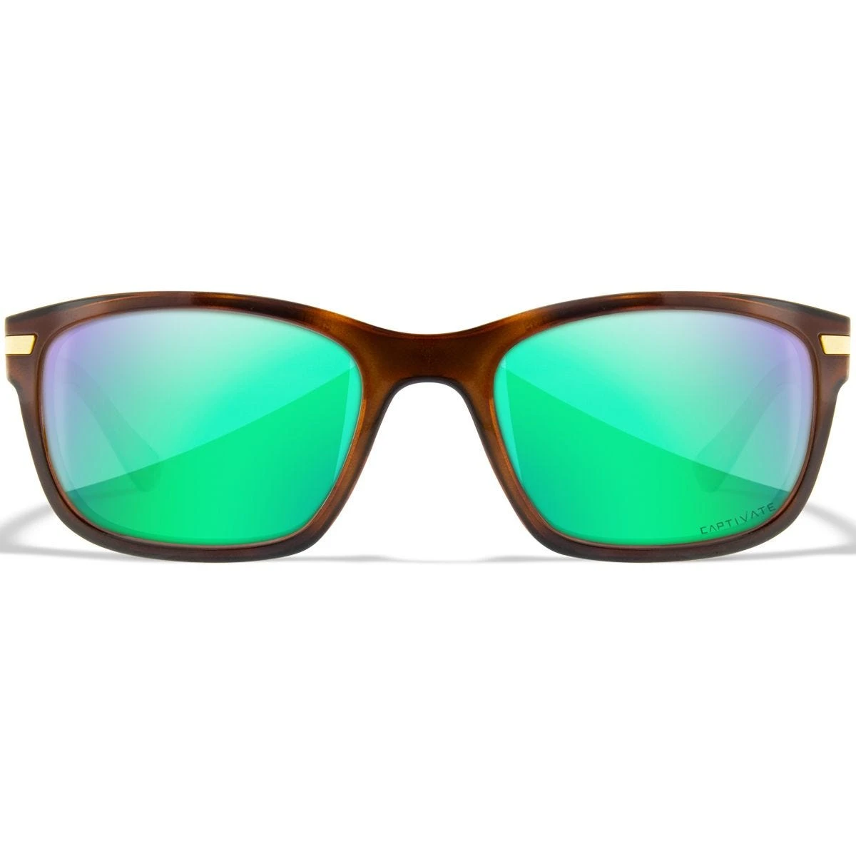 Wiley X WX Helix Glasses - Captivate Polarized Green Mirror Lenses / Gloss Demi Brown Frame - Image 2