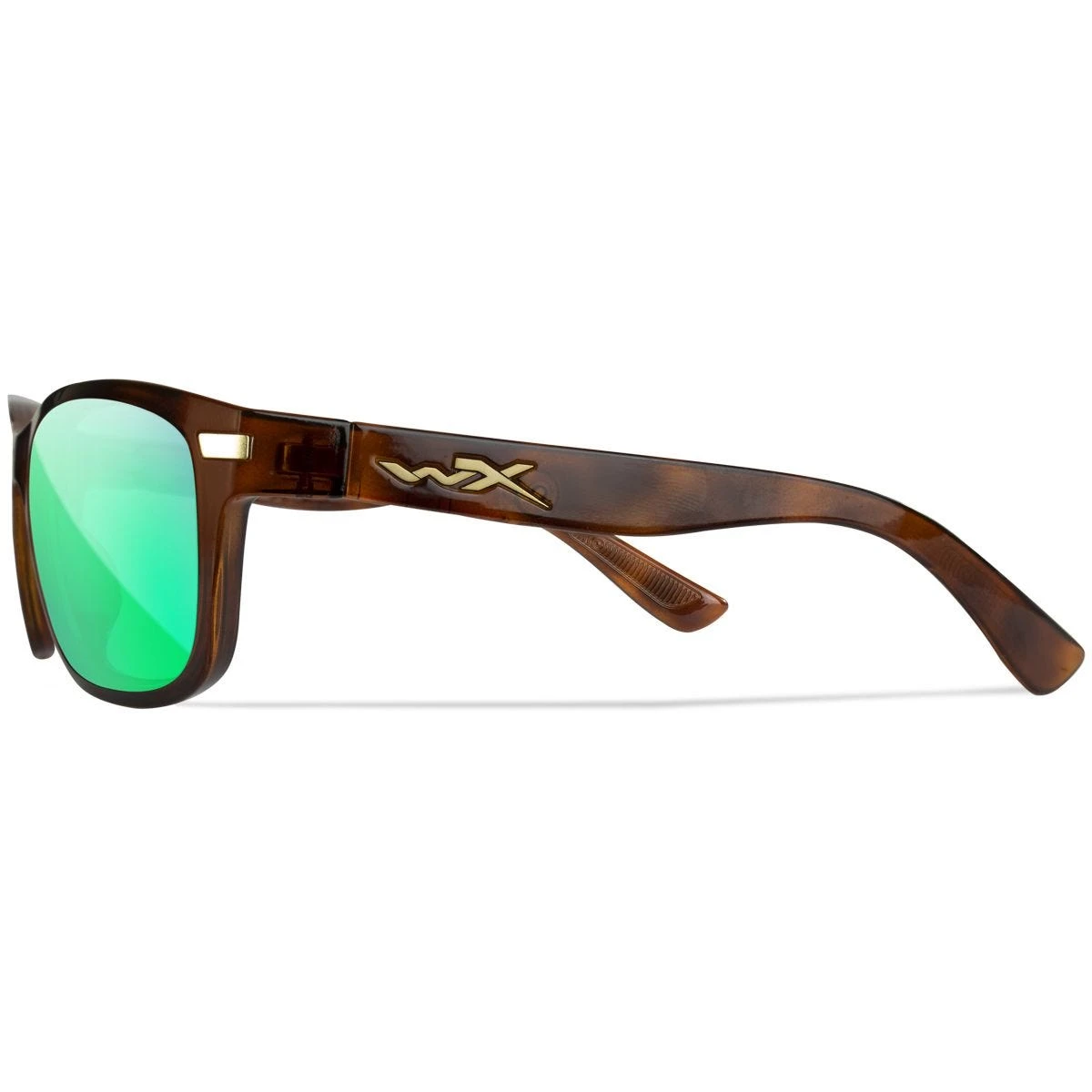 Wiley X WX Helix Glasses - Captivate Polarized Green Mirror Lenses / Gloss Demi Brown Frame - Image 4