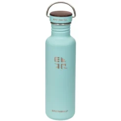 Earthwell Woodie Single Wall Bottle 800ml Walnut / Aqua Blue