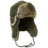 MFH Winter Cap Olive With Brown Rabbit Fur