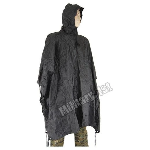 Waterproof Poncho Ripstop Black - Image 2
